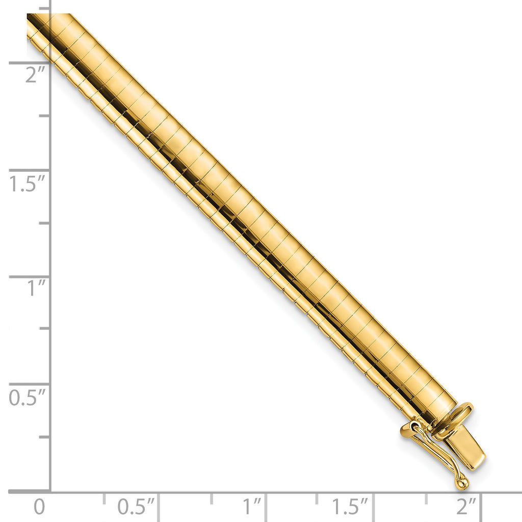 14k Polished 6mm 7 inch Domed Omega Bracelet