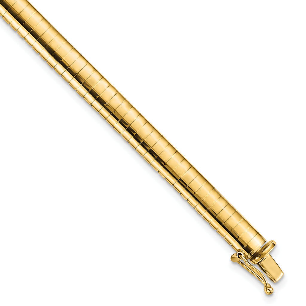14k Polished 6mm 7 inch Domed Omega Bracelet