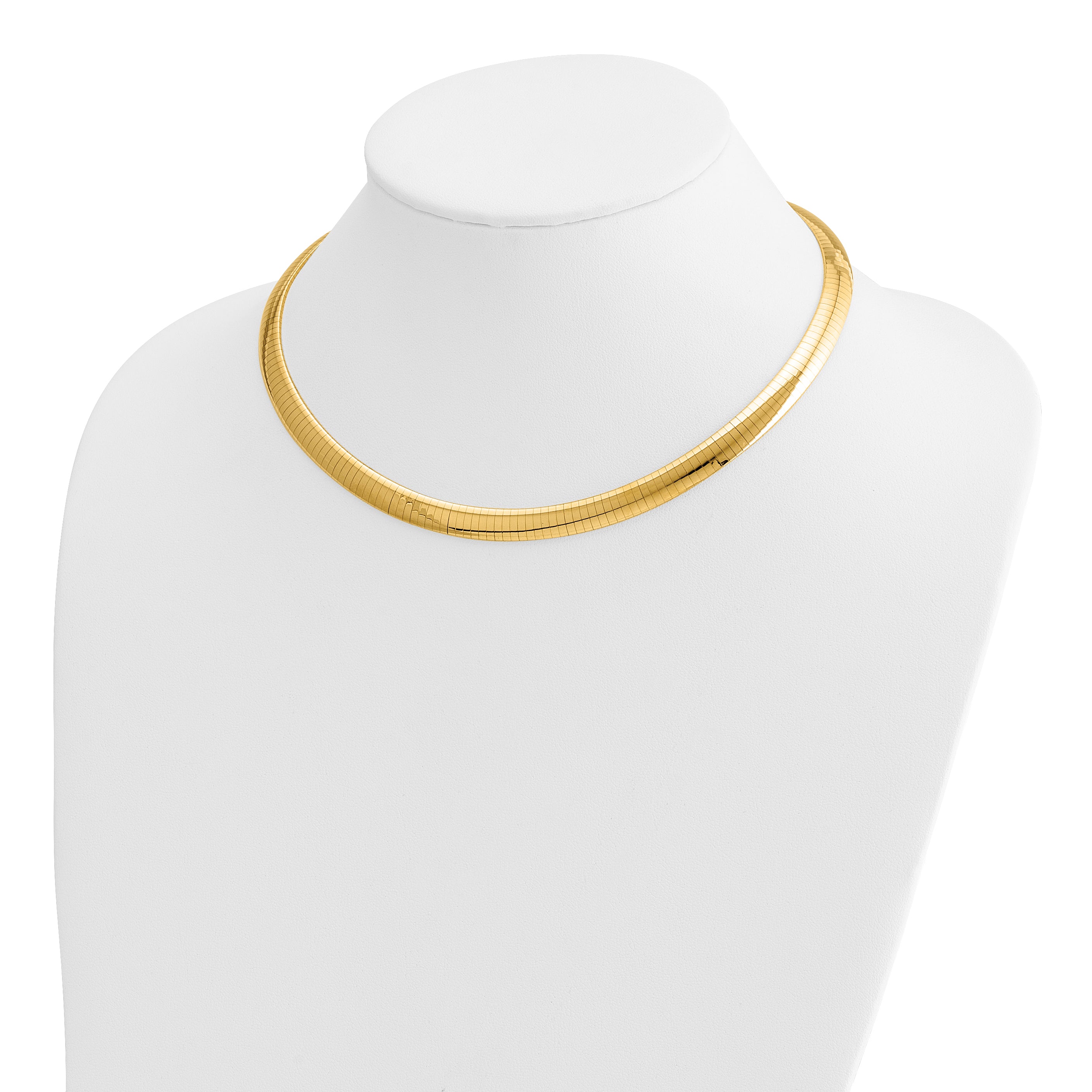 14k Polished 8mm Standard Weight 16 inch Domed Omega Necklace