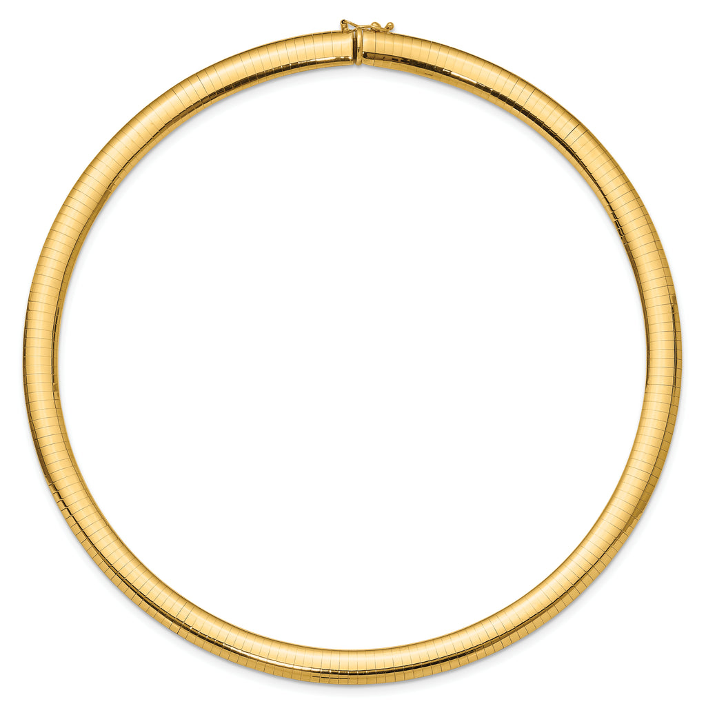 14k Polished 8mm Standard Weight 16 inch Domed Omega Necklace