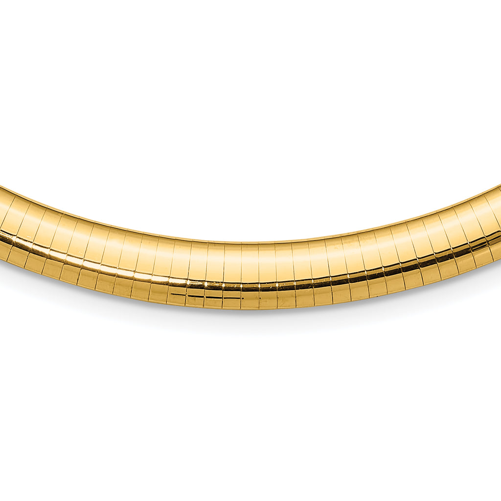 14k Polished 8mm Standard Weight 16 inch Domed Omega Necklace