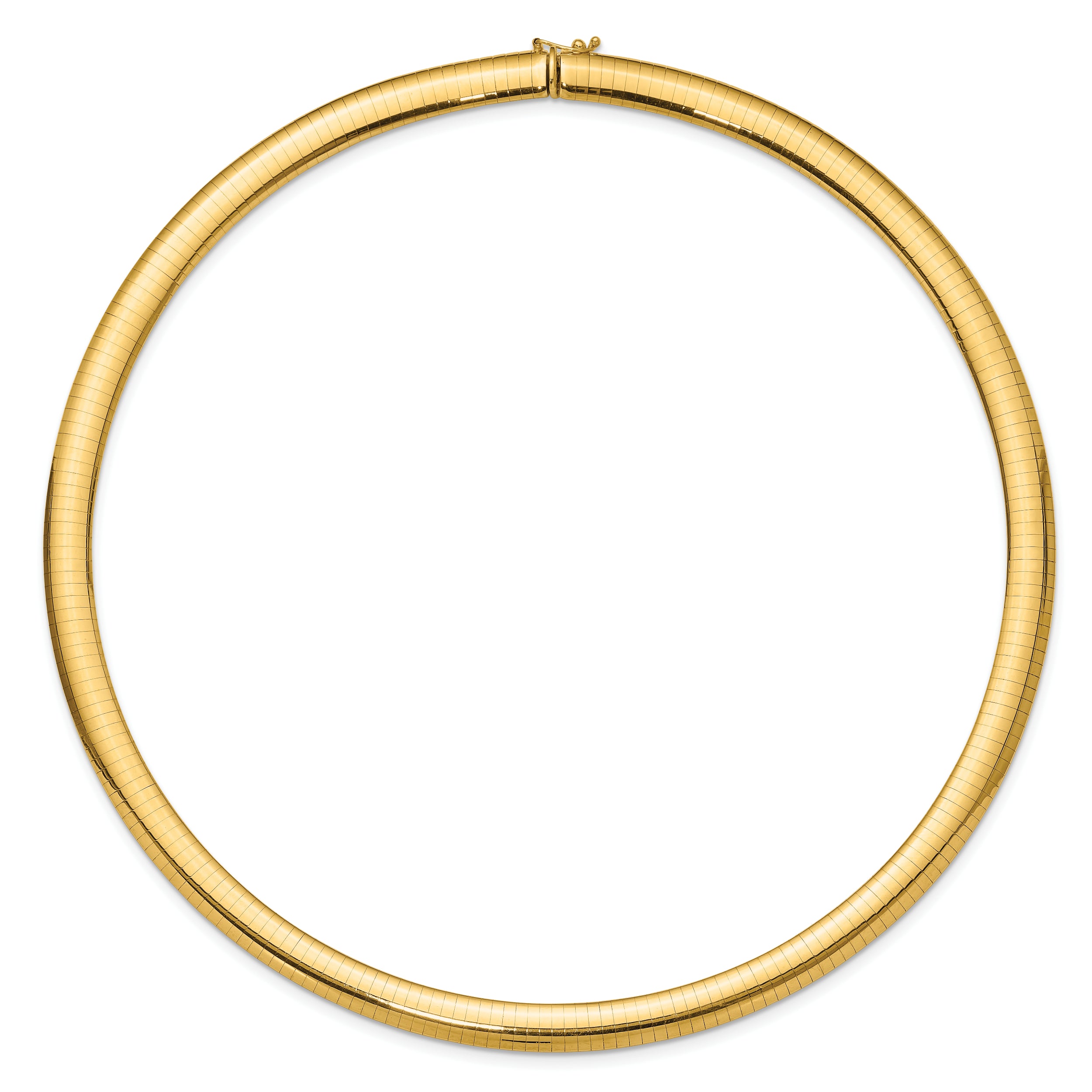 14k Polished 8mm Standard Weight 18 inch Domed Omega Necklace