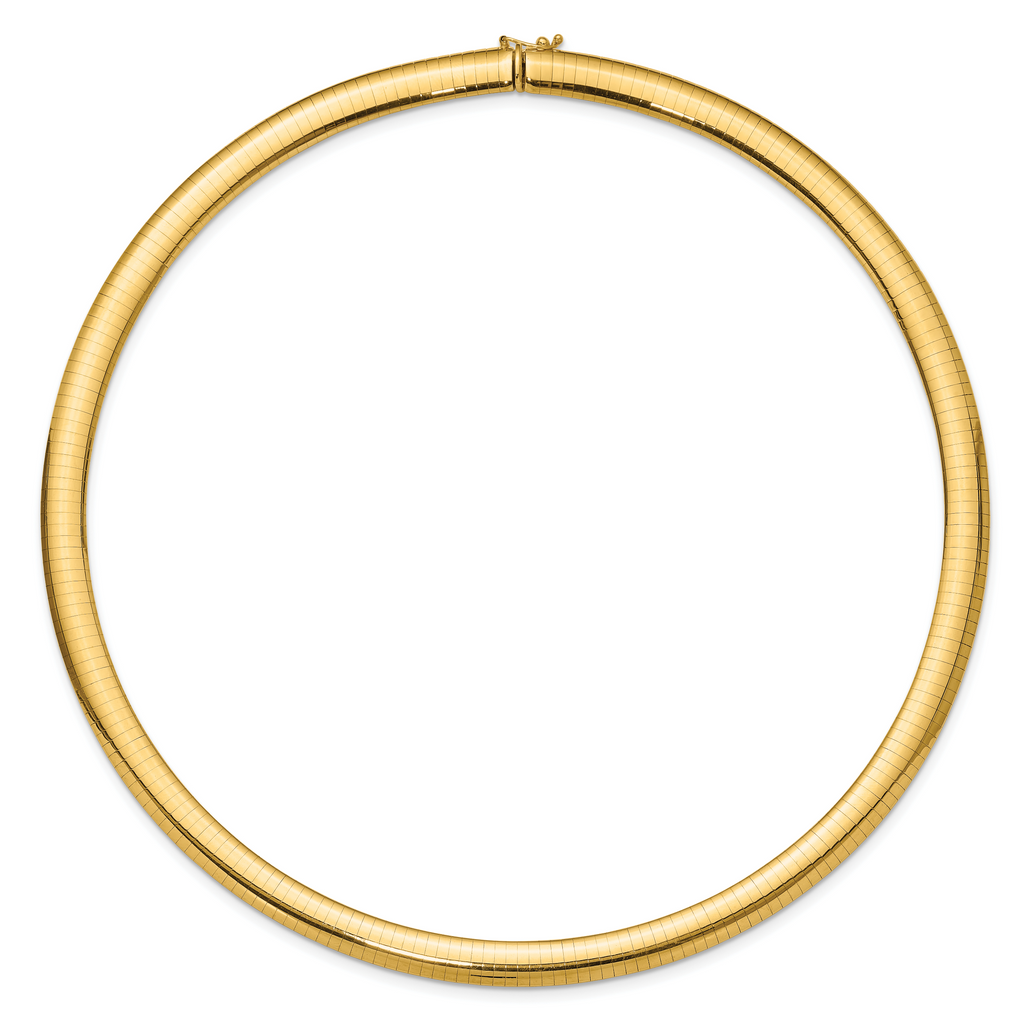 14k Polished 8mm Standard Weight 18 inch Domed Omega Necklace