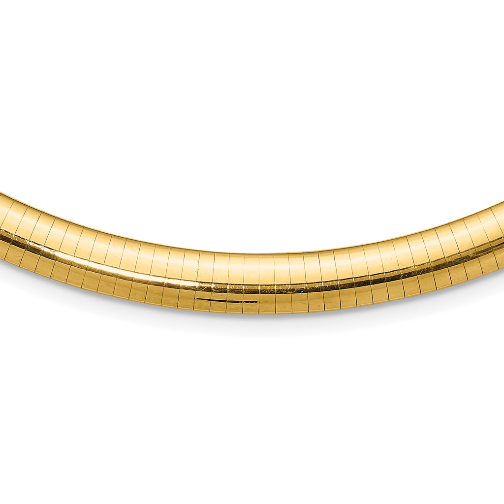 14k Polished 8mm Standard Weight 18 inch Domed Omega Necklace