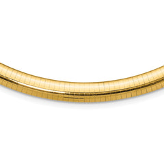 14k Polished 8mm Standard Weight 18 inch Domed Omega Necklace