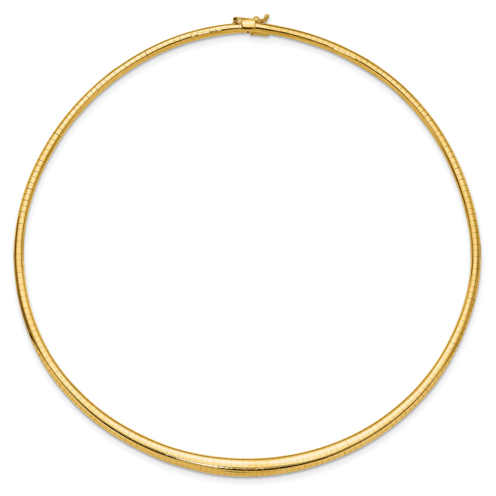 14k Polished 3/6mm Graduated Omega Necklace