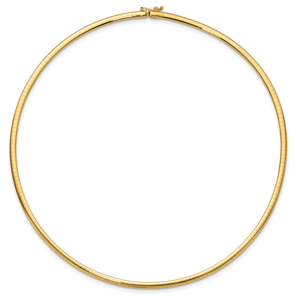 14k Polished 3mm Lightweight 16 inch Domed Omega Necklace