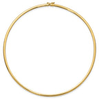 14k Polished 3mm Lightweight 16 inch Domed Omega Necklace