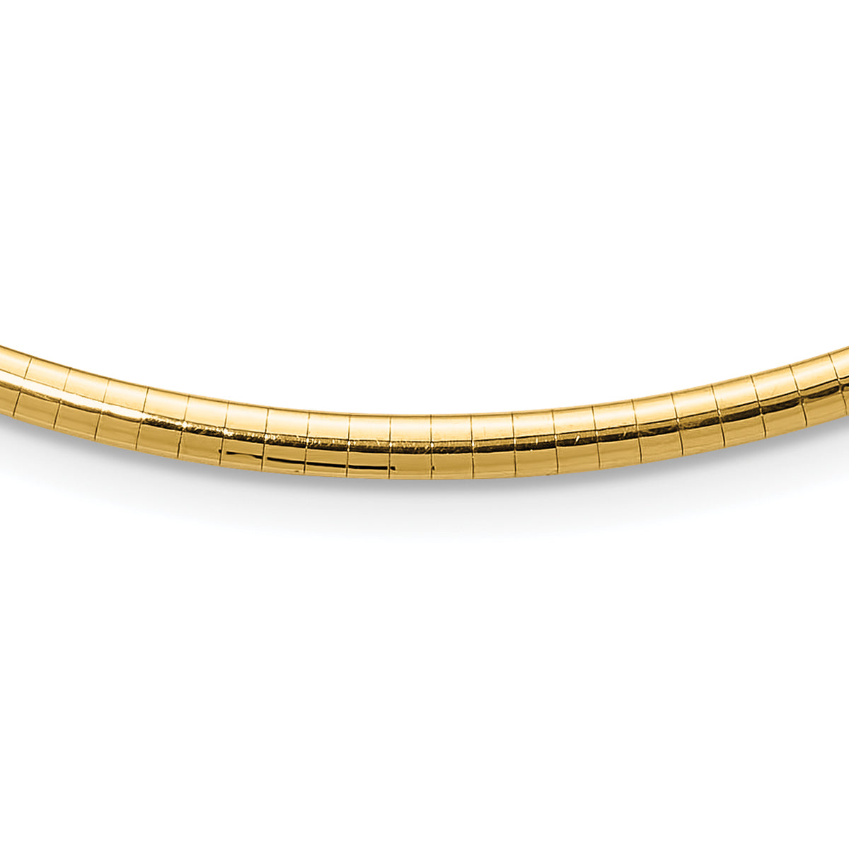 14k Polished 3mm Lightweight 16 inch Domed Omega Necklace