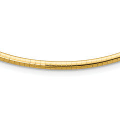 14k Polished 3mm Lightweight 18 inch Domed Omega Necklace