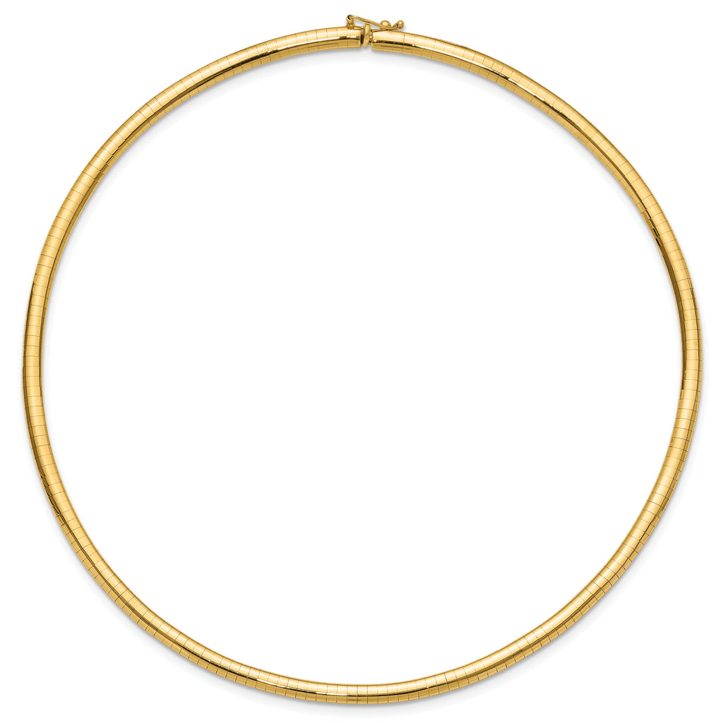 14k Polished 4mm Lightweight Domed Omega Necklace