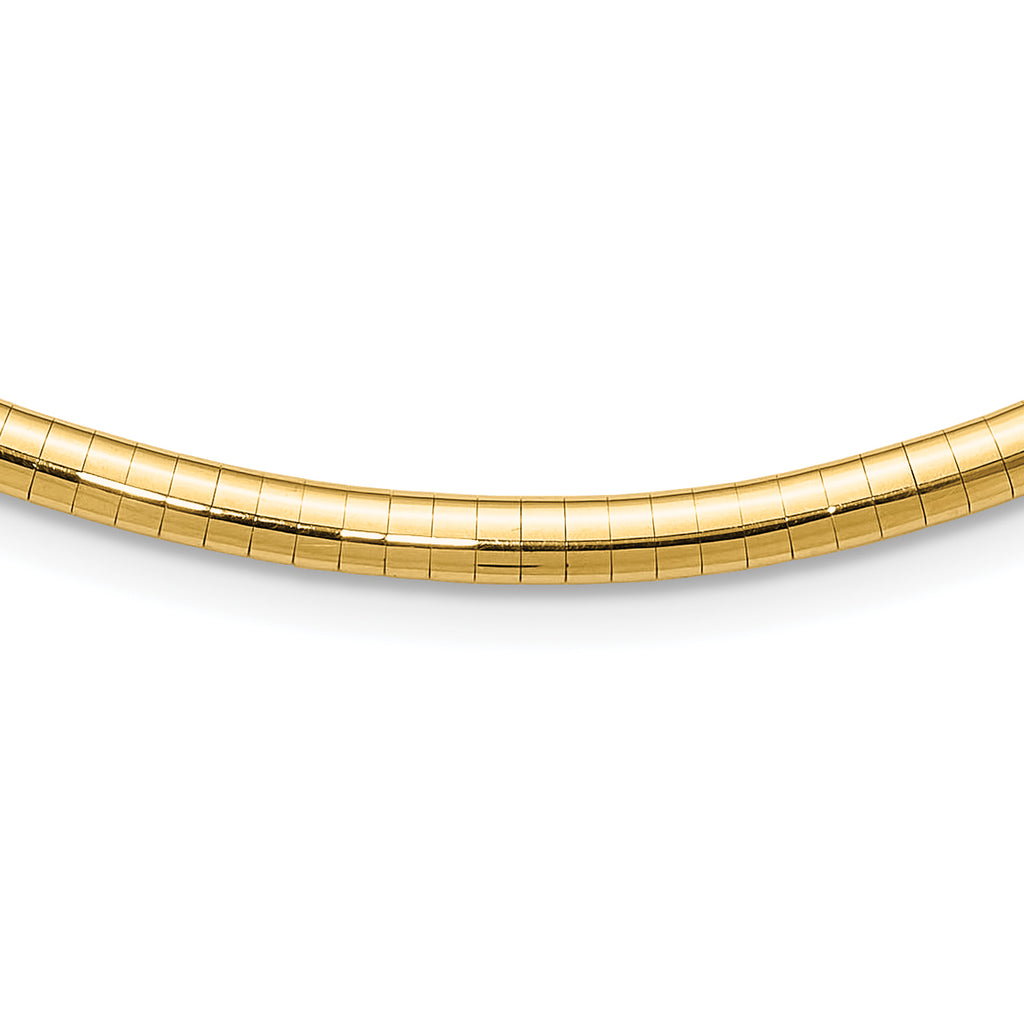 14k Polished 4mm Lightweight Domed Omega Necklace