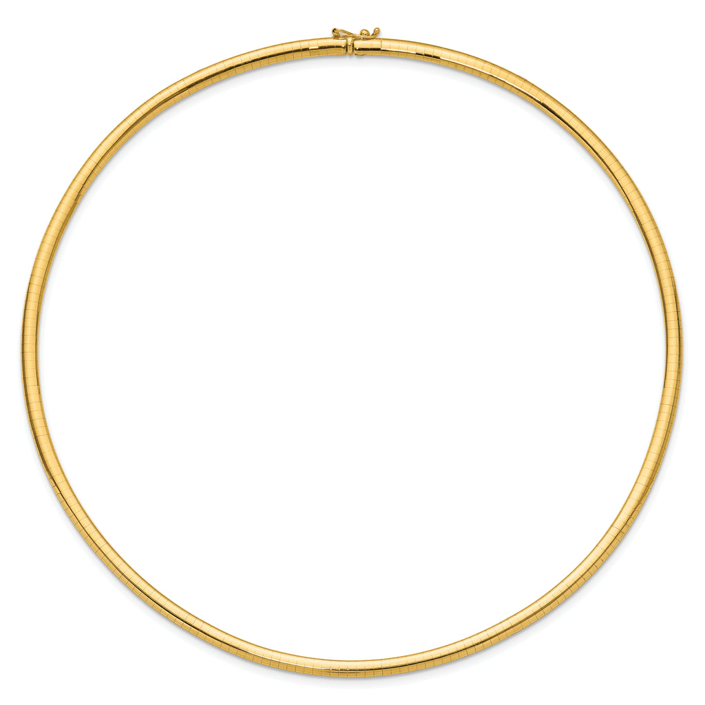 14k Polished 4mm Lightweight Domed Omega Necklace