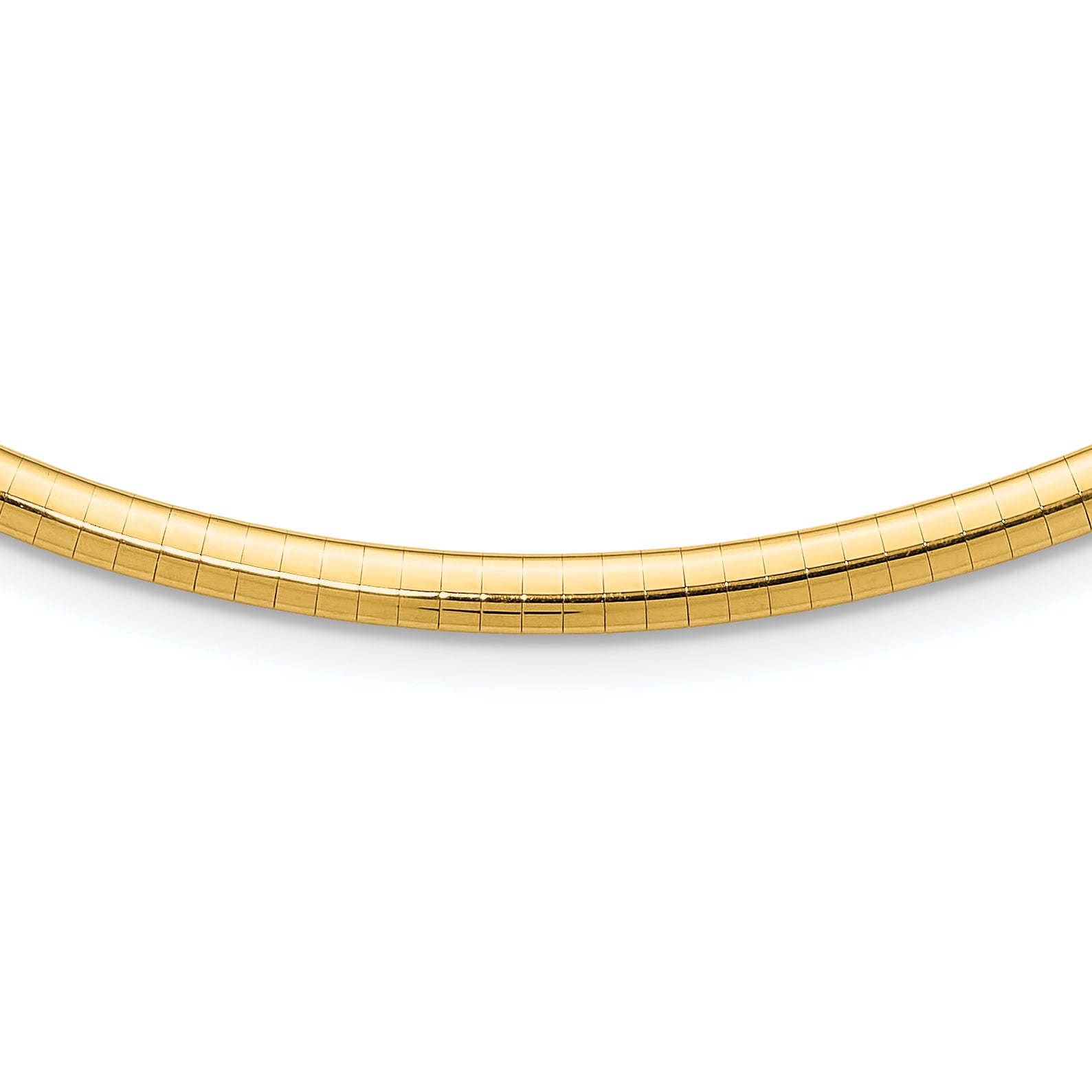 14k Polished 4mm Lightweight 18 inch Domed Omega Necklace