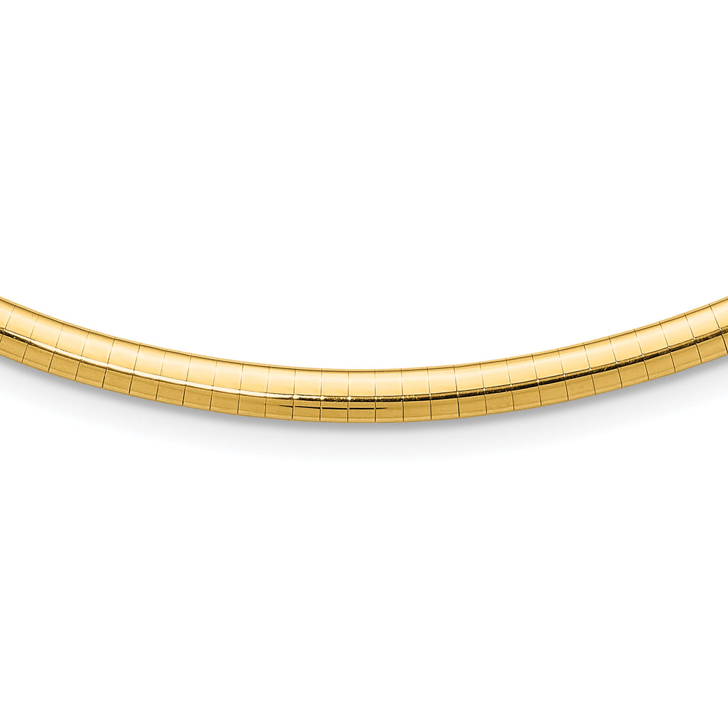 14k Polished 4mm Lightweight Domed Omega Necklace
