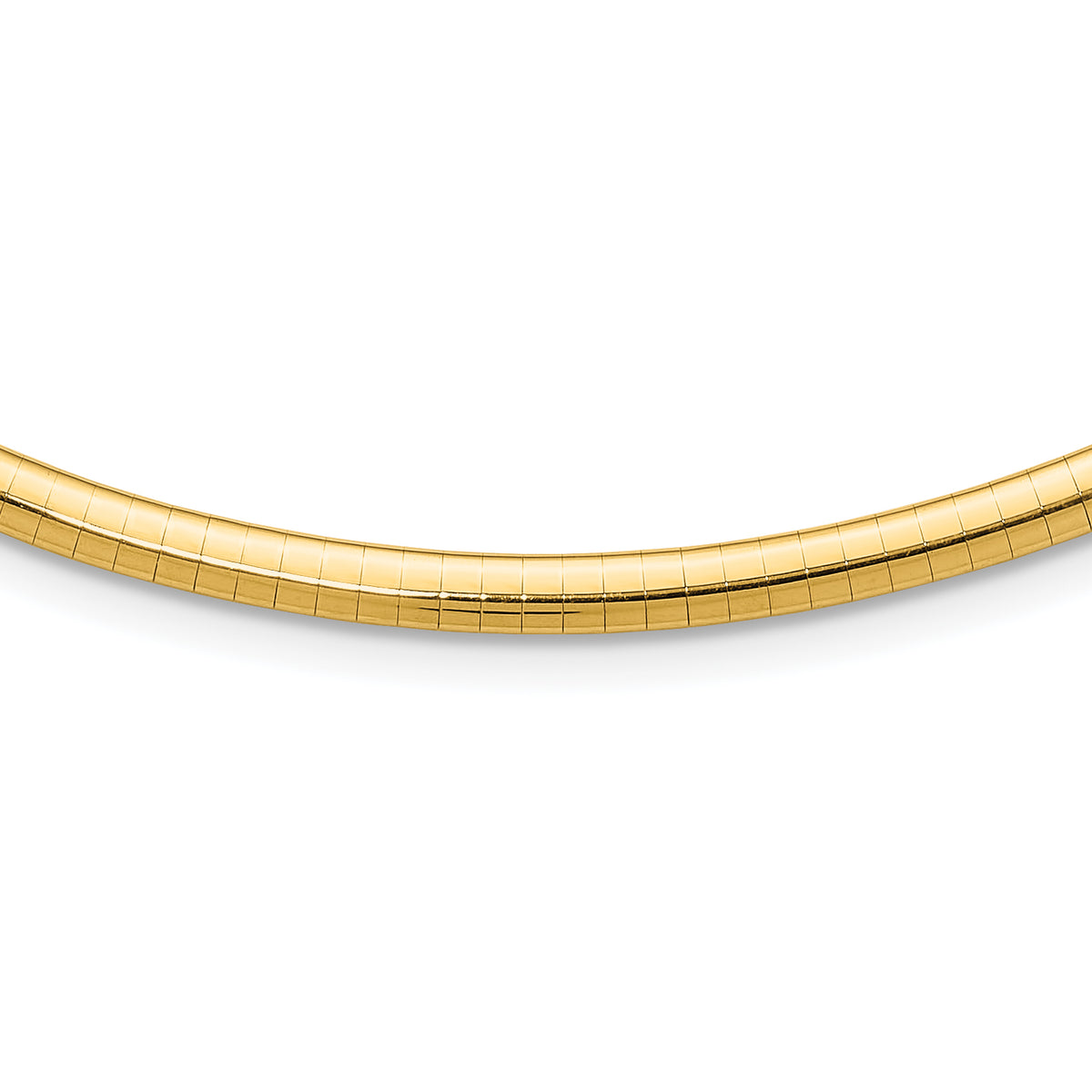 14k Polished 4mm Lightweight 18 inch Domed Omega Necklace