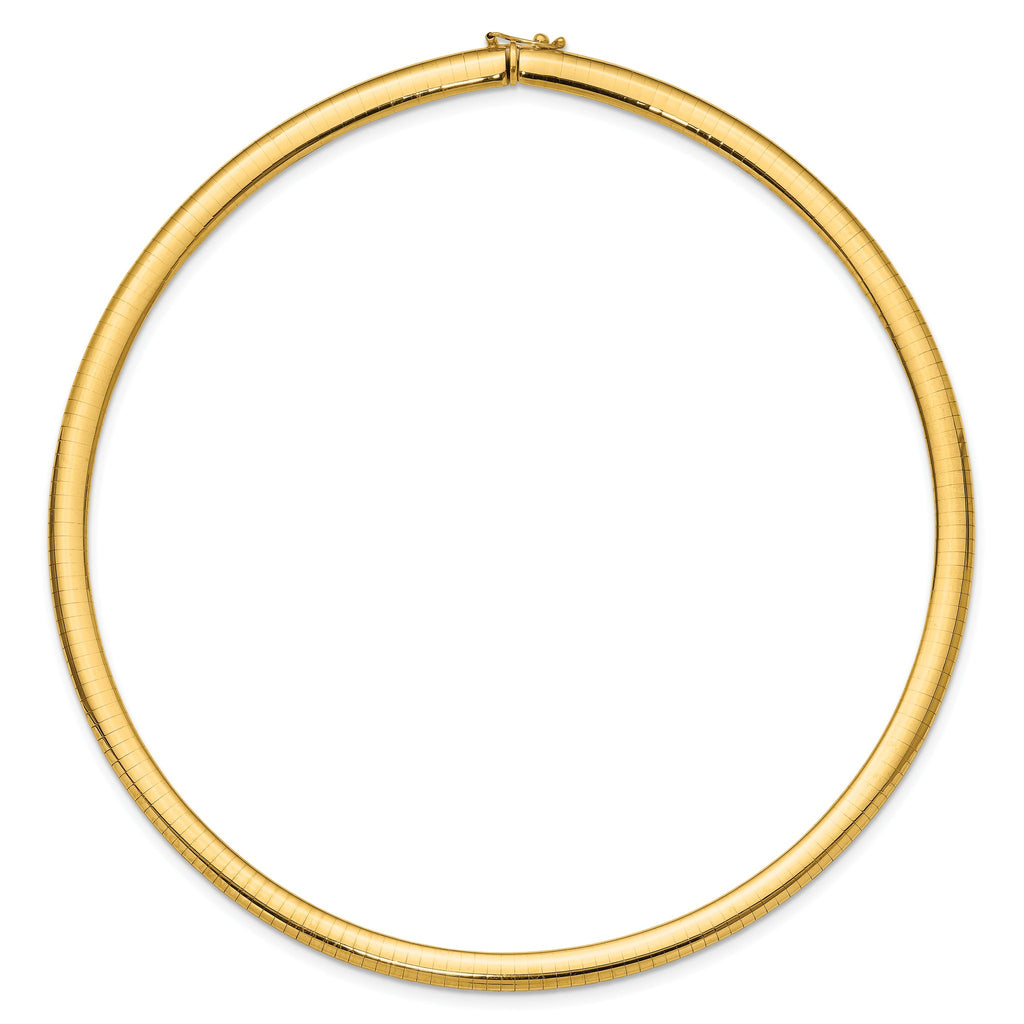 14k Polished 6mm Lightweight 16 inch Domed Omega Necklace