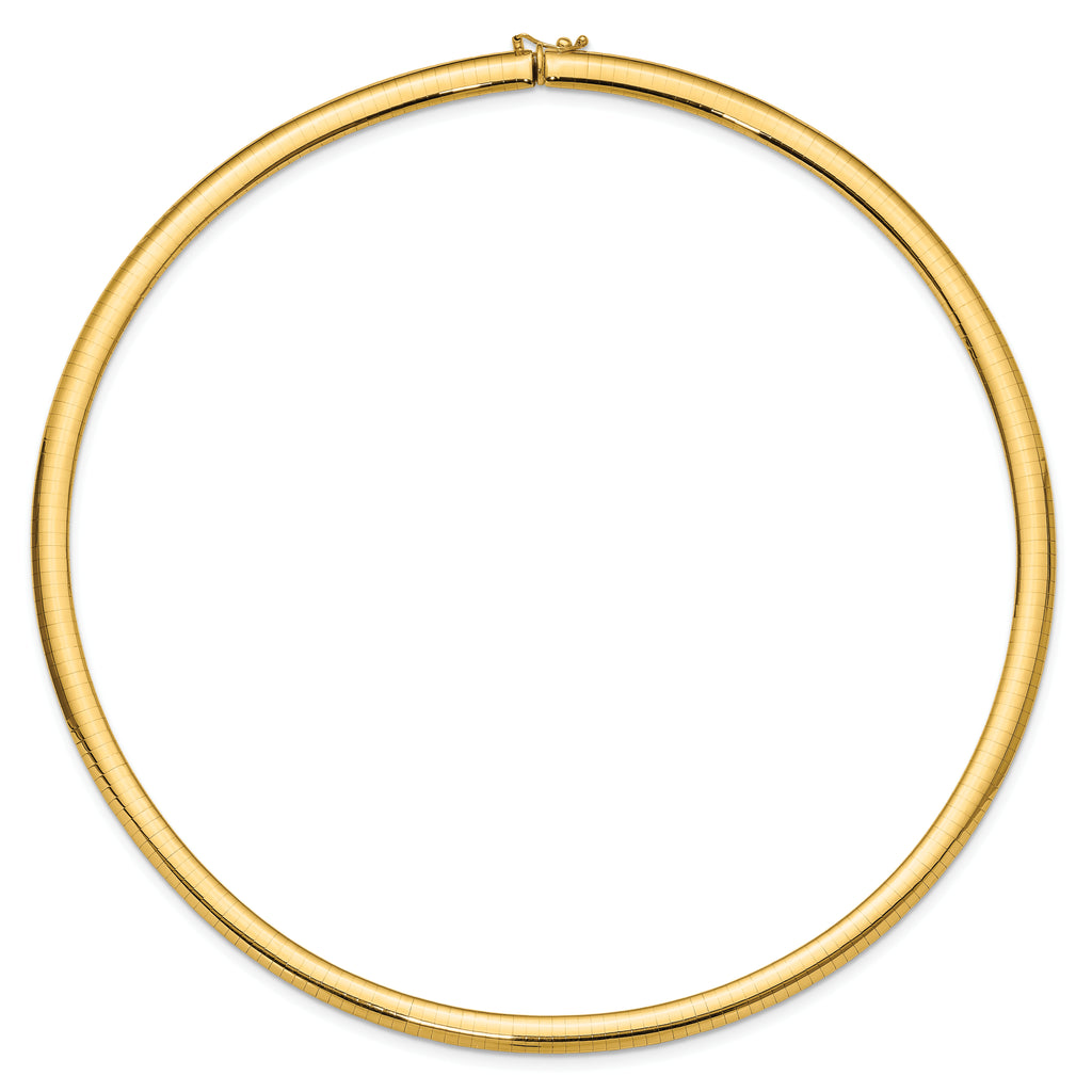 14k Polished 6mm Lightweight 18 inch Domed Omega Necklace