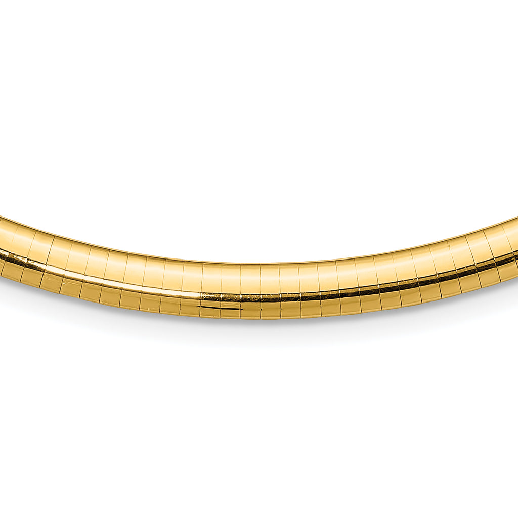 14k Polished 6mm Lightweight 18 inch Domed Omega Necklace
