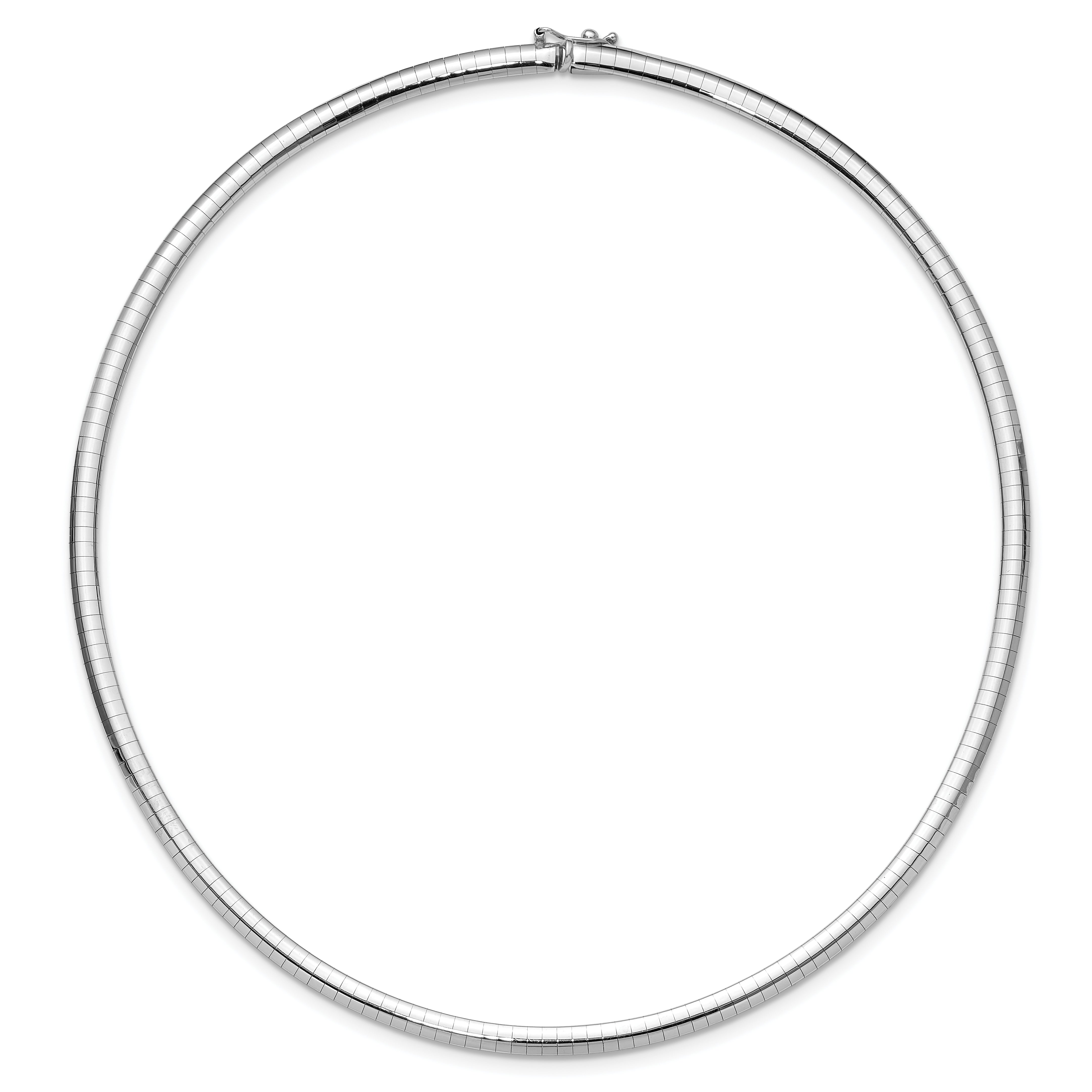 14k White Gold Polished 4mm Standard Weight 16 inch Domed Omega Necklace