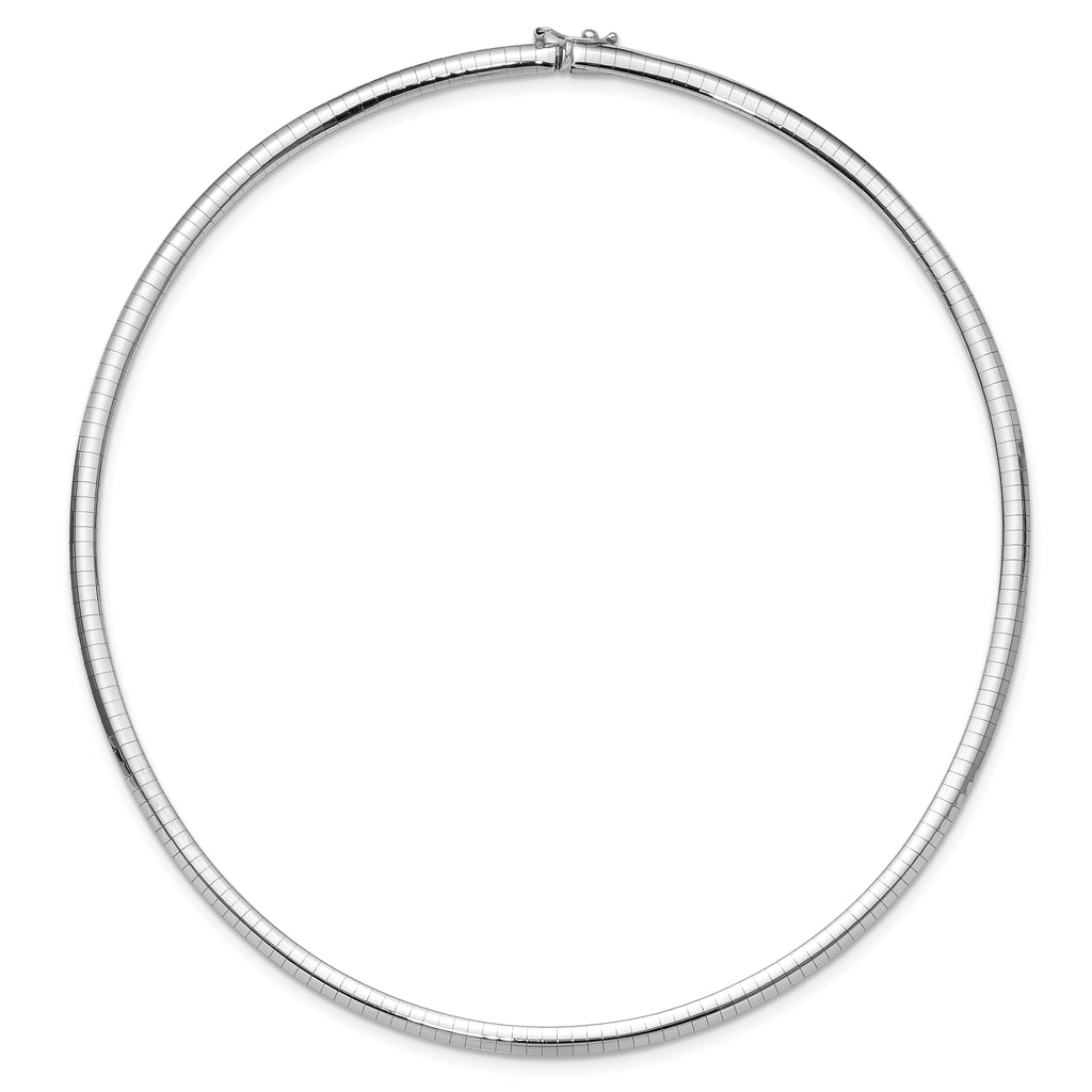 14k White Gold Polished 4mm Standard Weight 16 inch Domed Omega Necklace