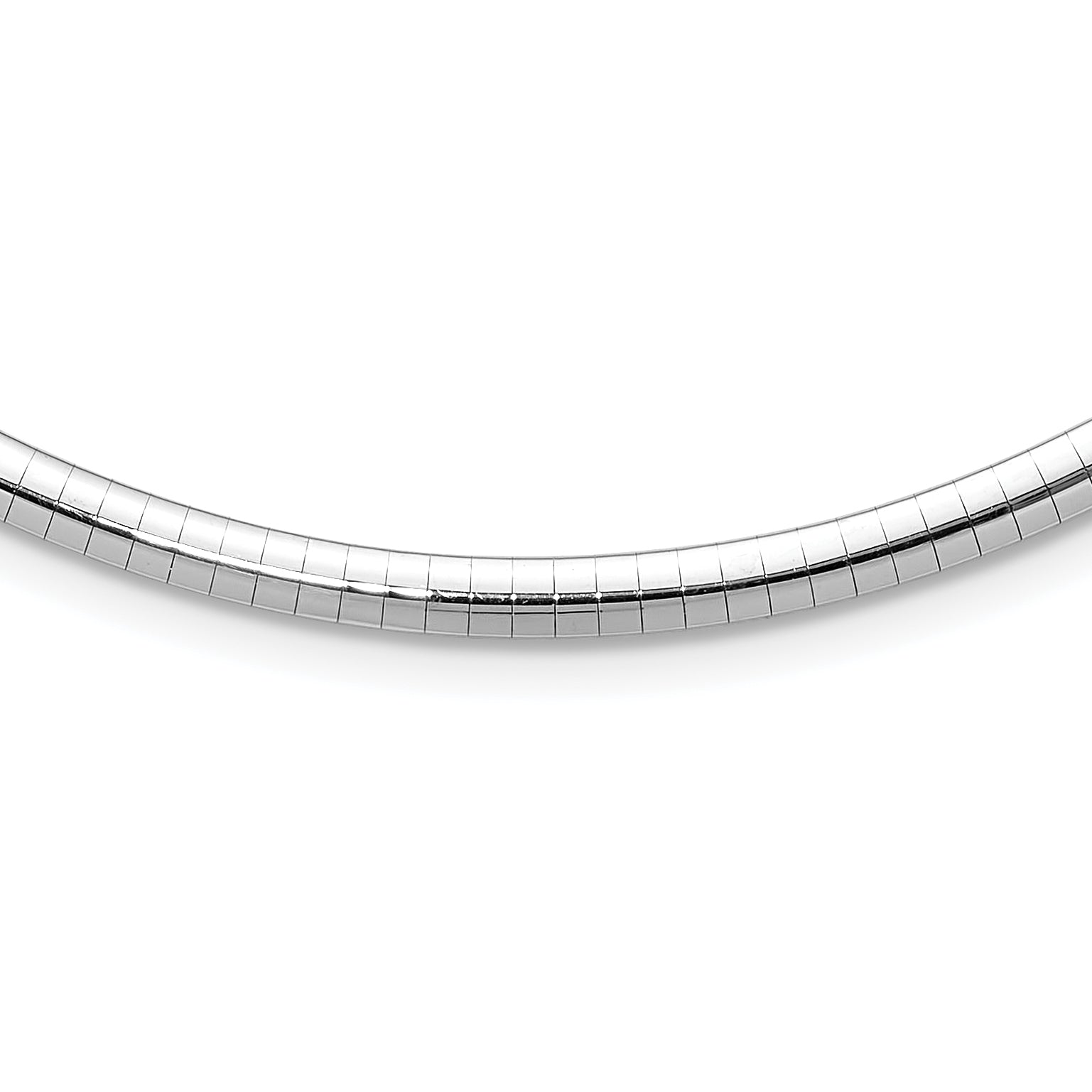 14k White Gold Polished 4mm Standard Weight 16 inch Domed Omega Necklace
