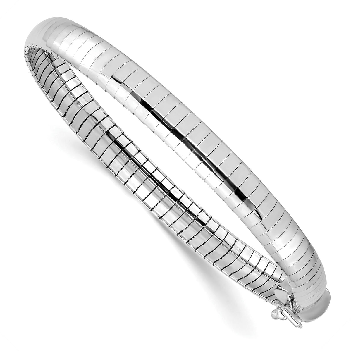 14k White Gold Polished 6mm 7 inch Domed Omega Bracelet