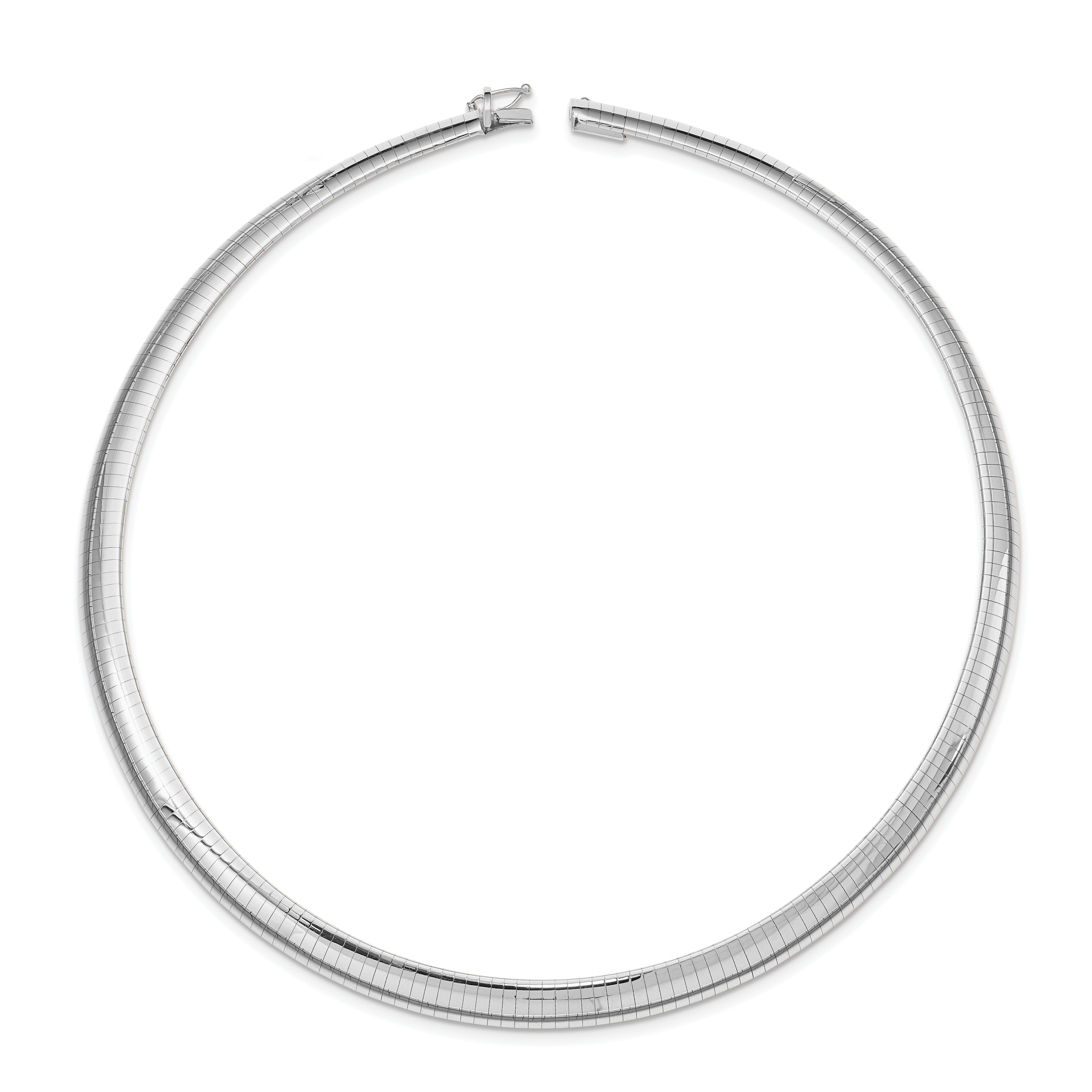 14k White Gold 8mm Domed Omega Necklace