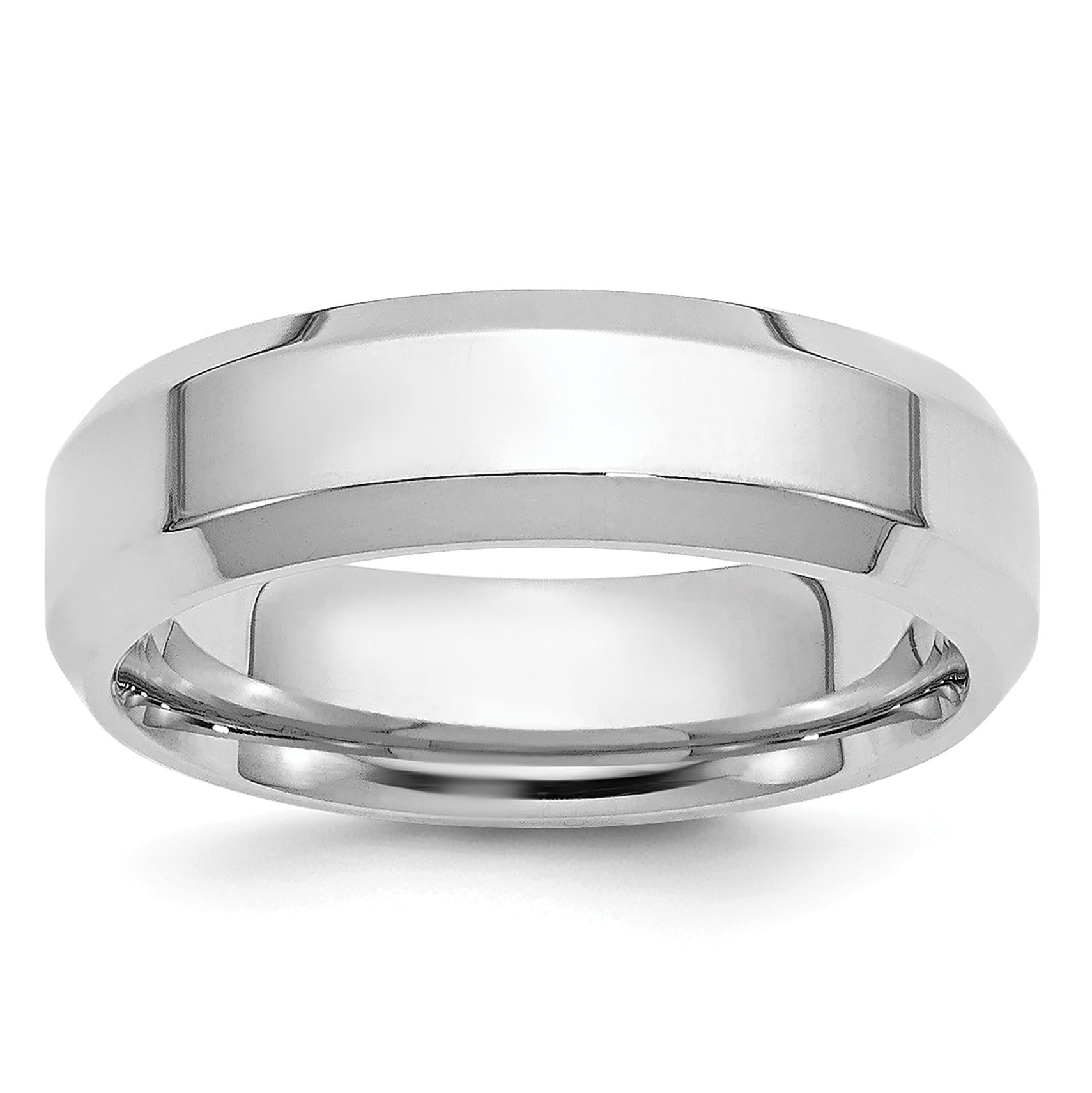 Platinum 5mm Polished Beveled Edge Wedding Band Main image