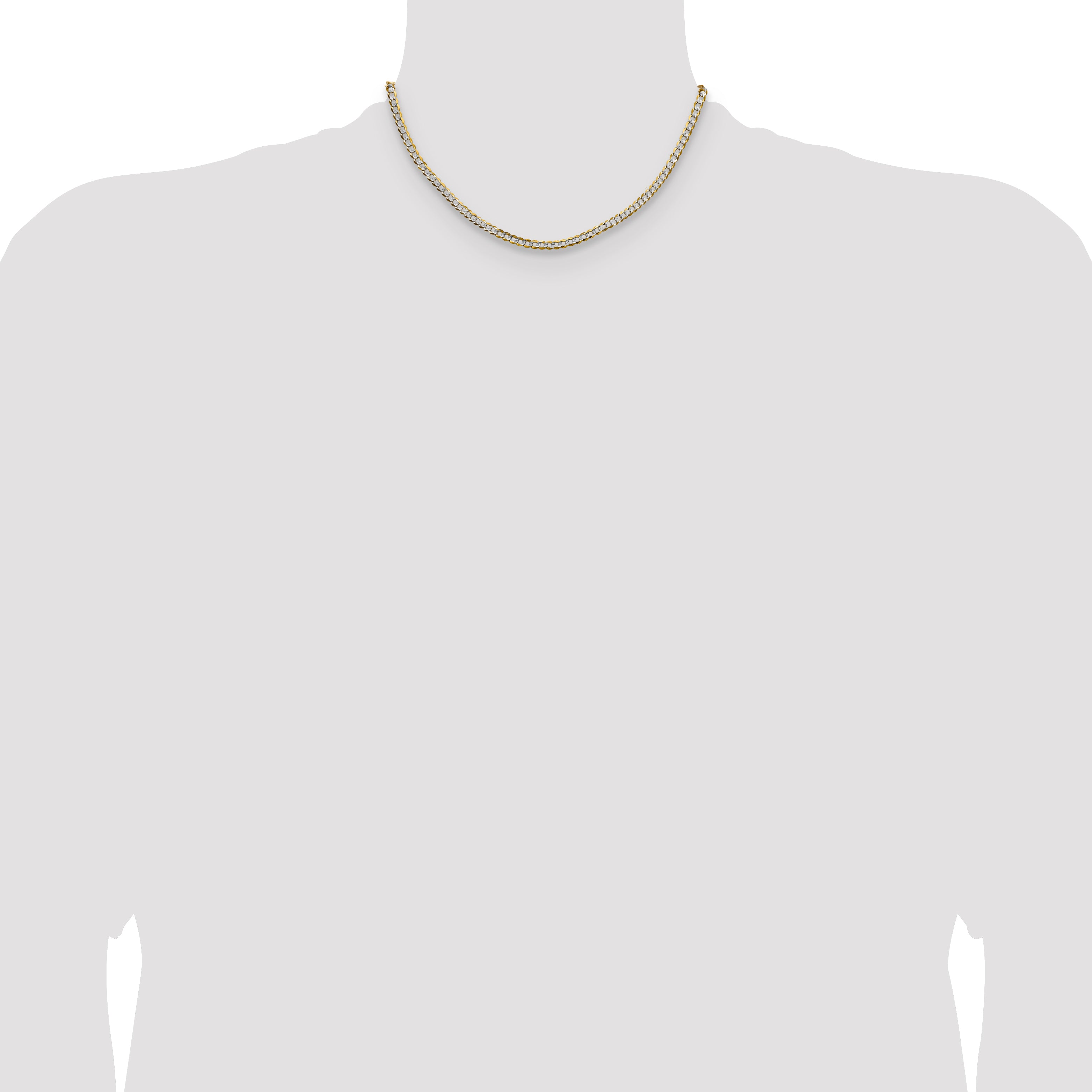 14k 3.7mm Lightweight Pav‚ Flat Cuban Chain