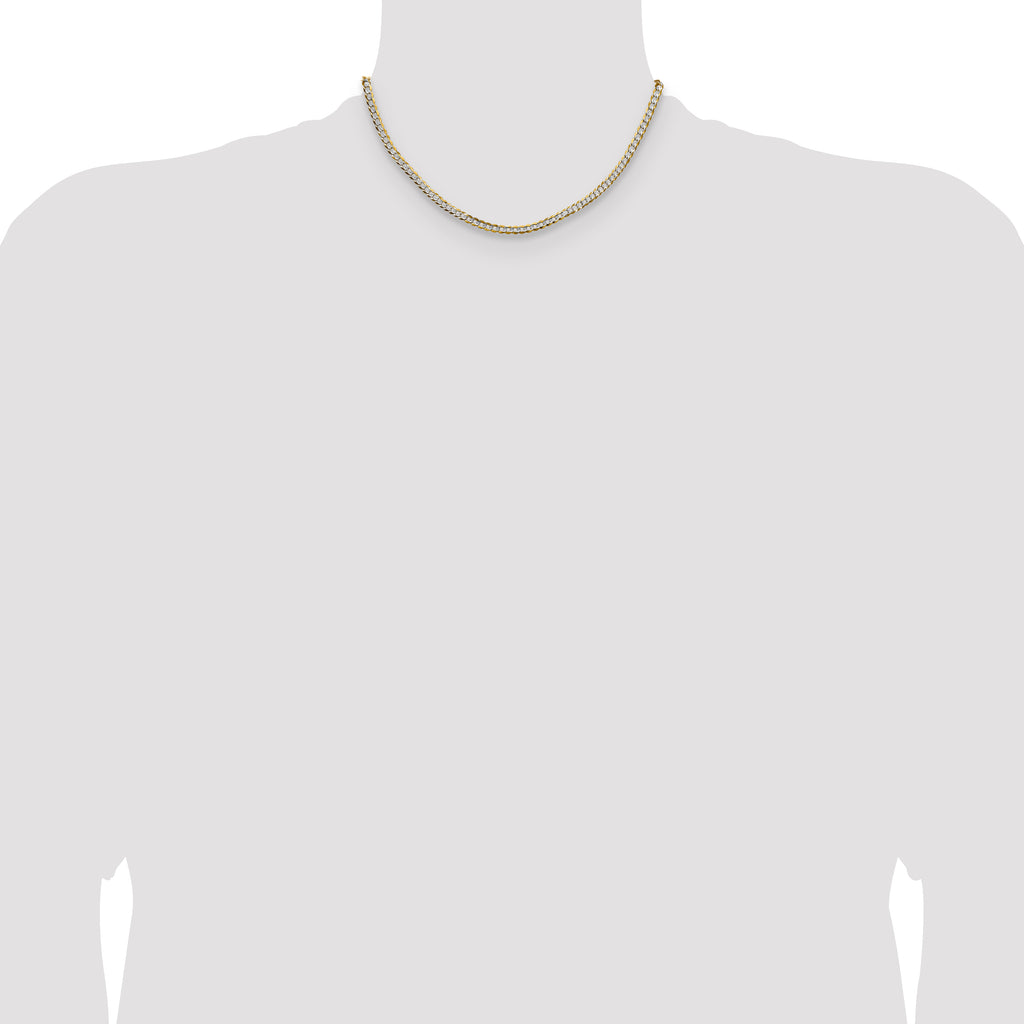14k 3.7mm Lightweight Pav‚ Flat Cuban Chain