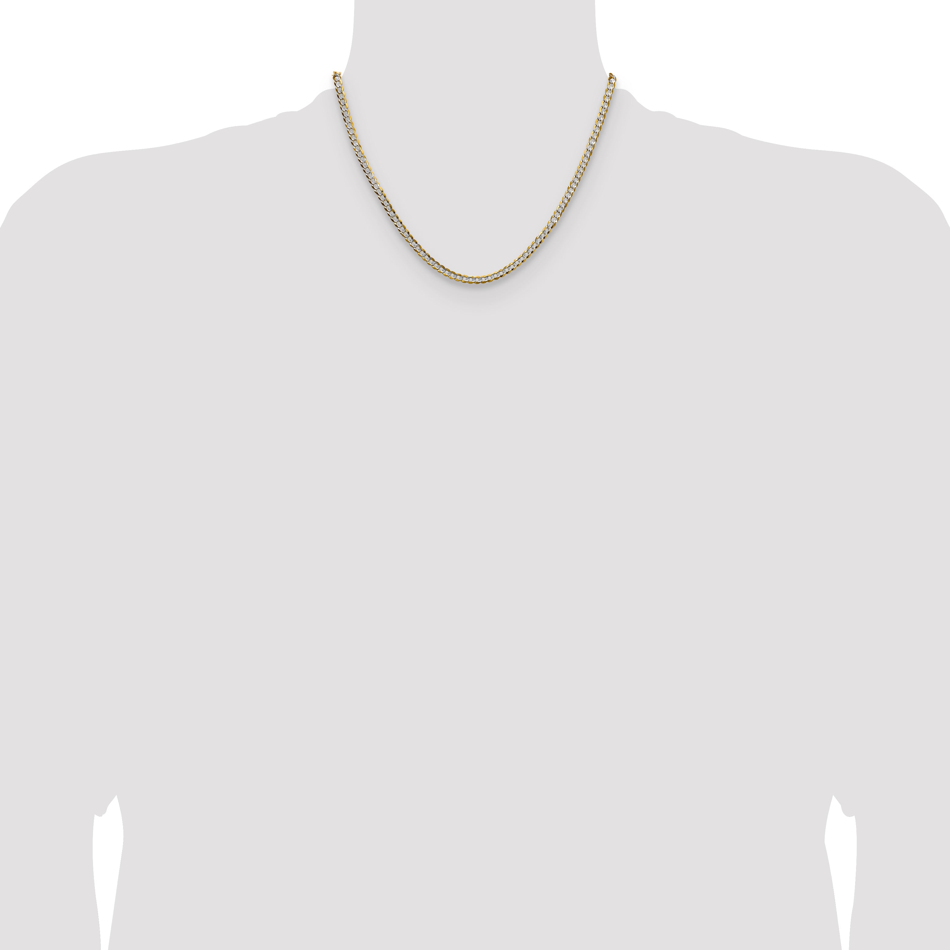 14k 3.7mm Lightweight Pav‚ Flat Cuban Chain