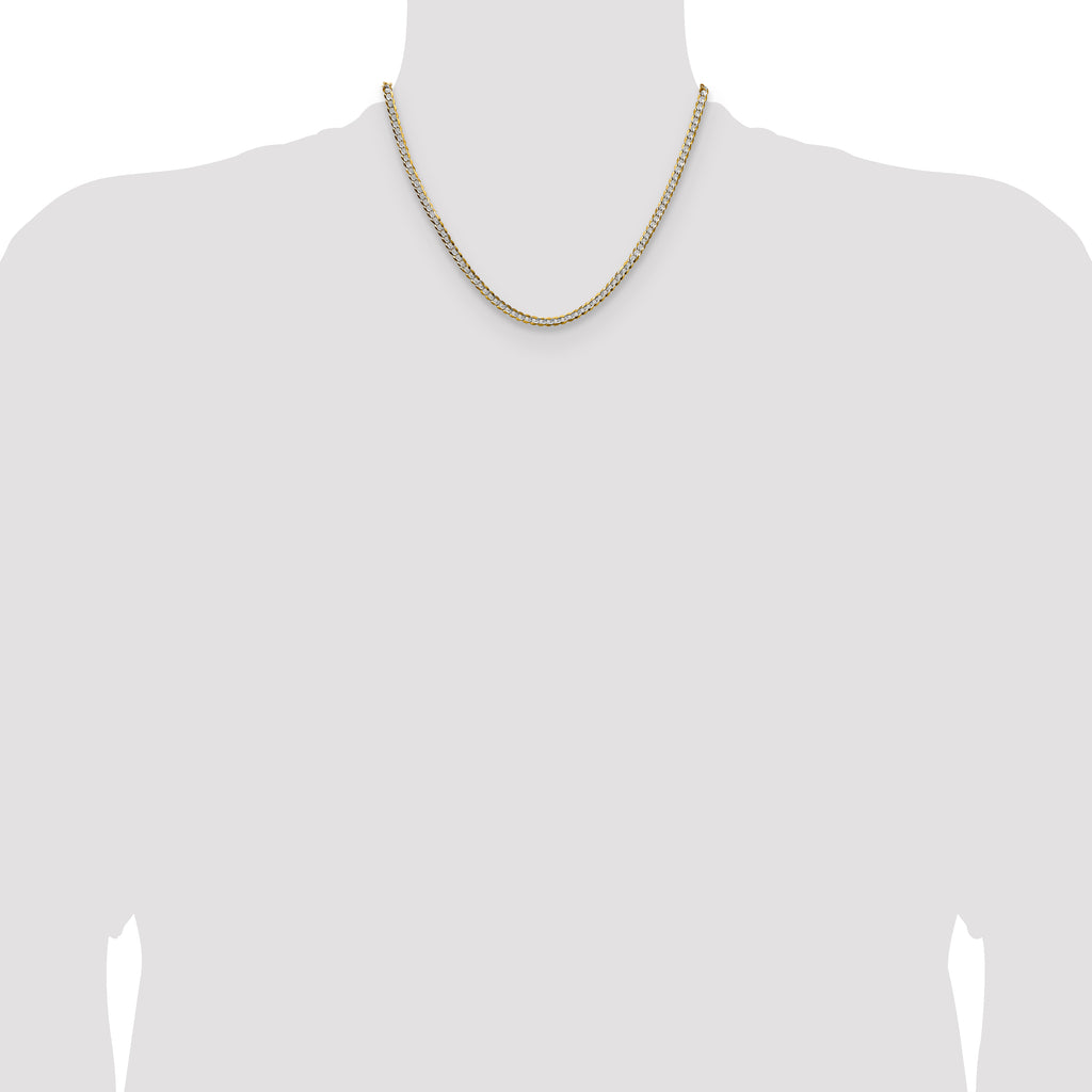 14k 3.7mm Lightweight Pav‚ Flat Cuban Chain