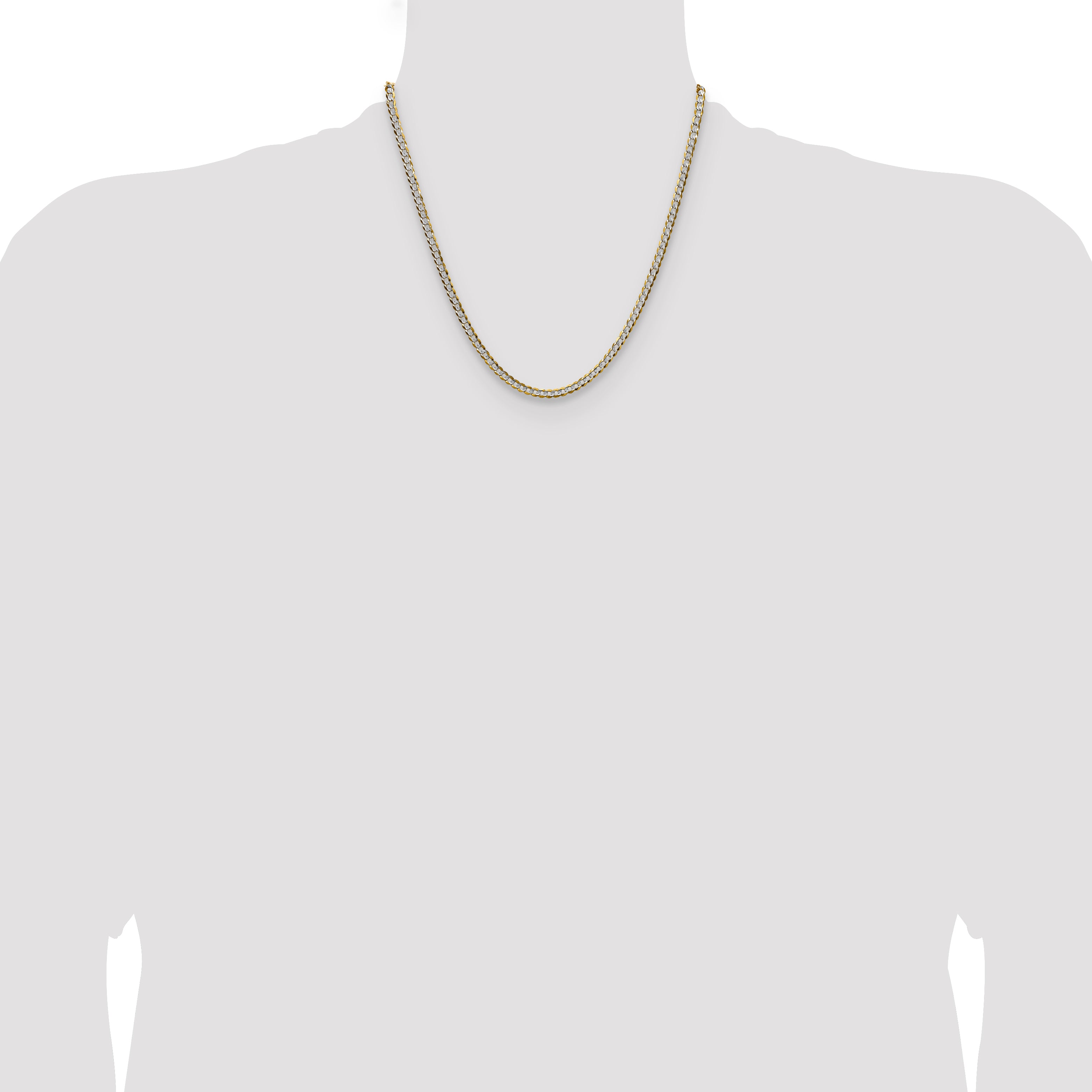 14k 3.7mm Lightweight Pav‚ Flat Cuban Chain