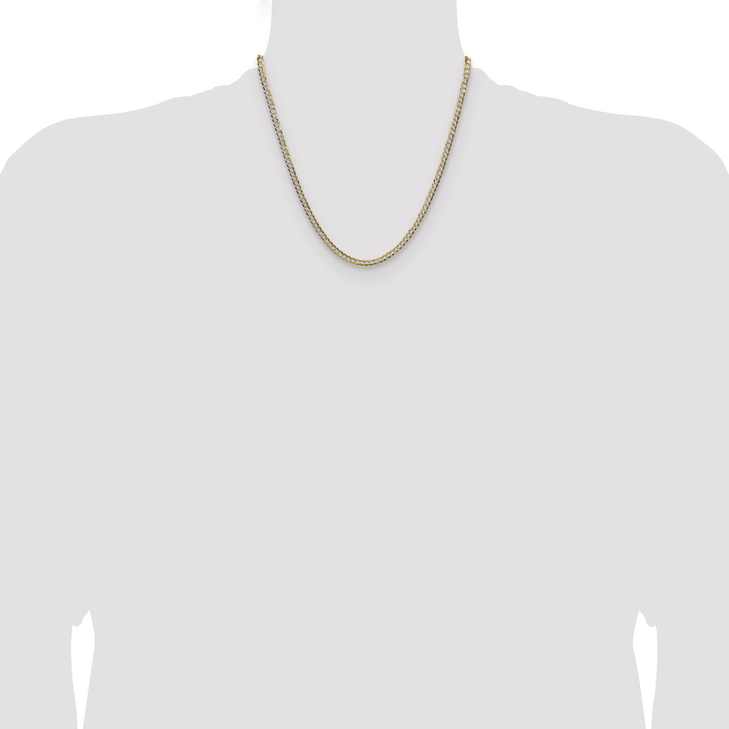 14k 3.7mm Lightweight Pav‚ Flat Cuban Chain