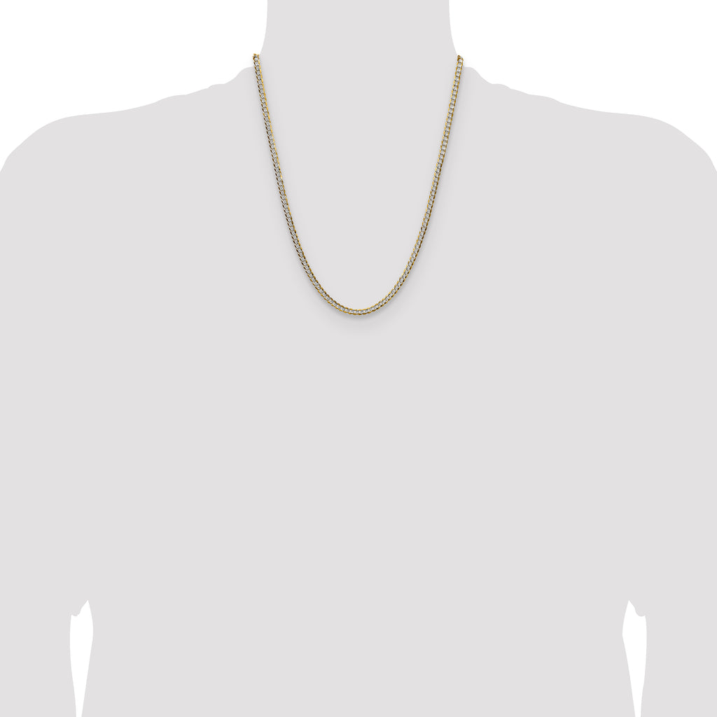 14k 3.7mm Lightweight Pav‚ Flat Cuban Chain