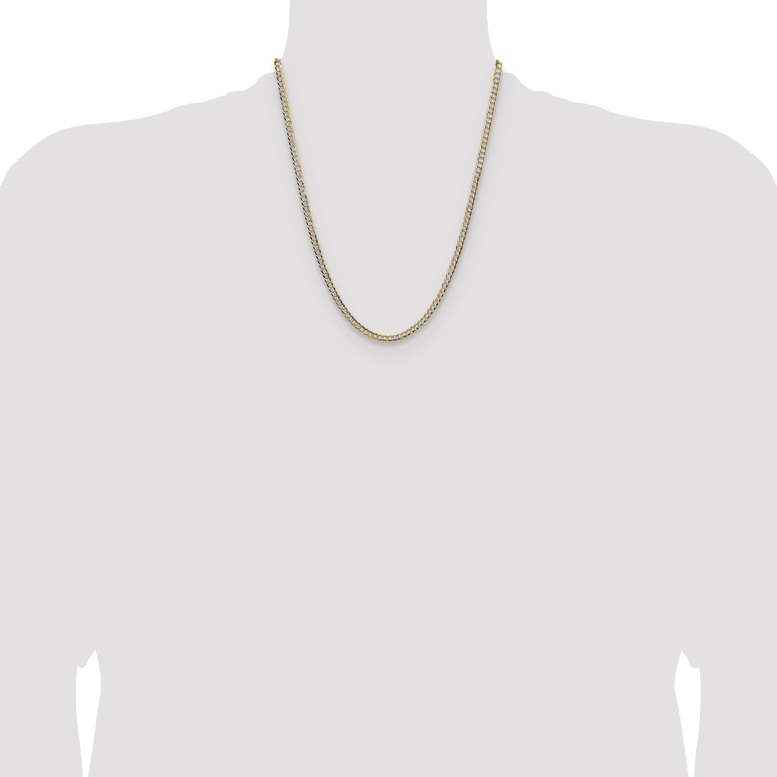 14k 3.7mm Lightweight Pav‚ Flat Cuban Chain