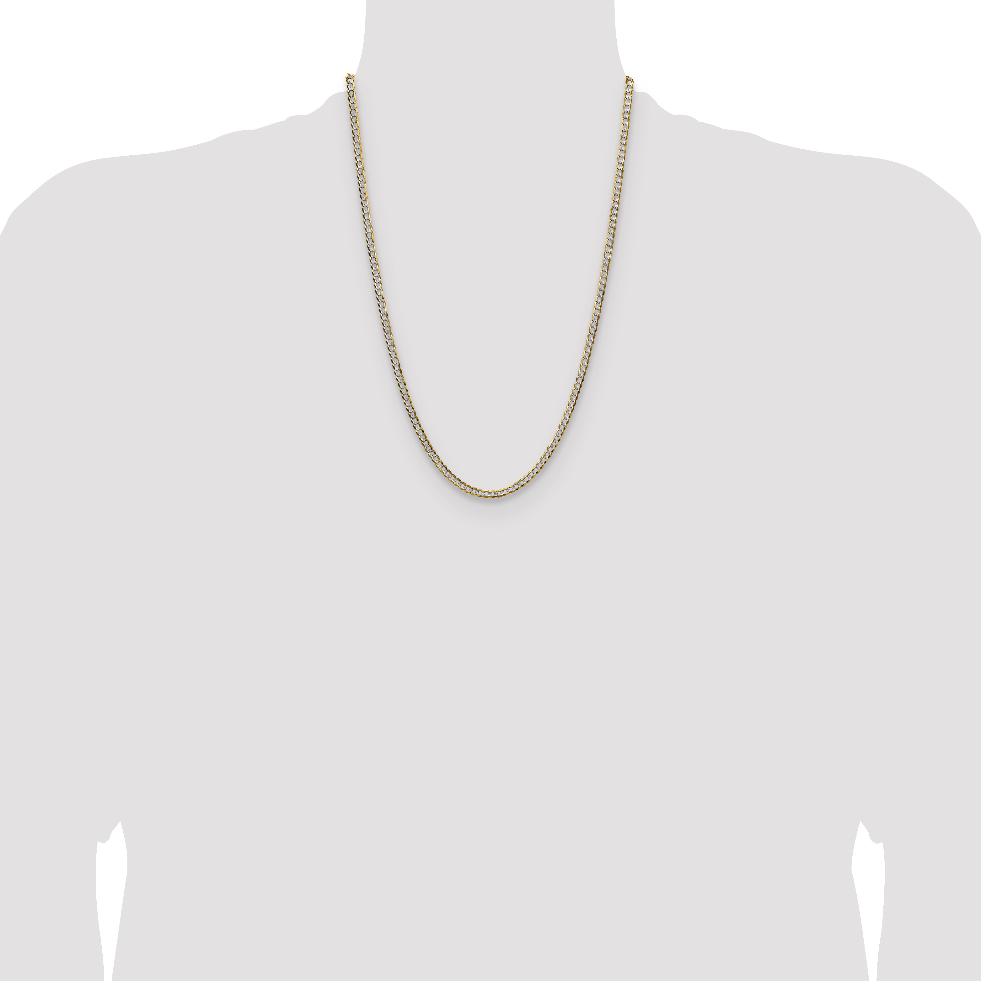 14k 3.7mm Lightweight Pav‚ Flat Cuban Chain