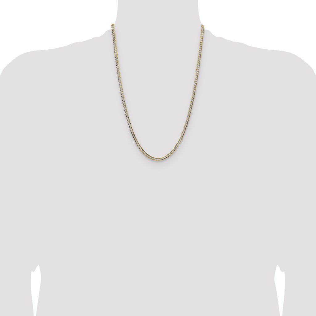 14k 3.7mm Lightweight Pav‚ Flat Cuban Chain