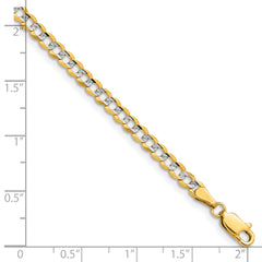 14k 3.7mm Lightweight Pav‚ Flat Cuban Chain