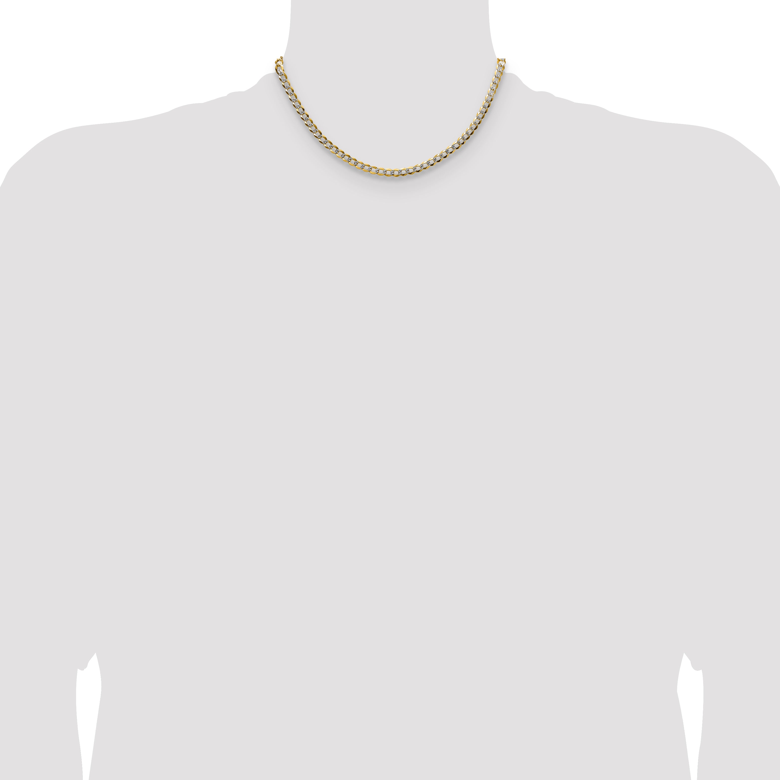 14k 4.7mm Lightweight Pav‚ Flat Cuban Chain