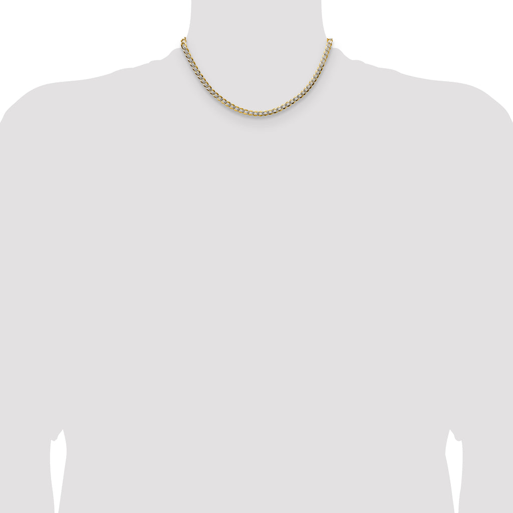 14k 4.7mm Lightweight Pav‚ Flat Cuban Chain