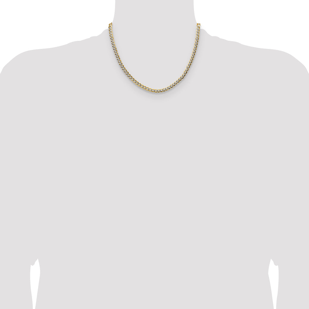 14k 4.7mm Lightweight Pav‚ Flat Cuban Chain
