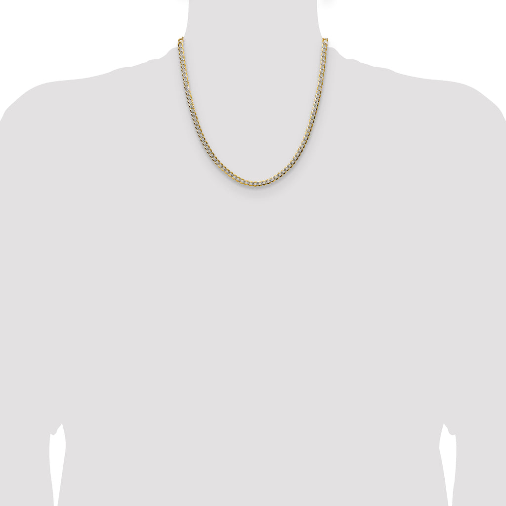 14k 4.7mm Lightweight Pav‚ Flat Cuban Chain