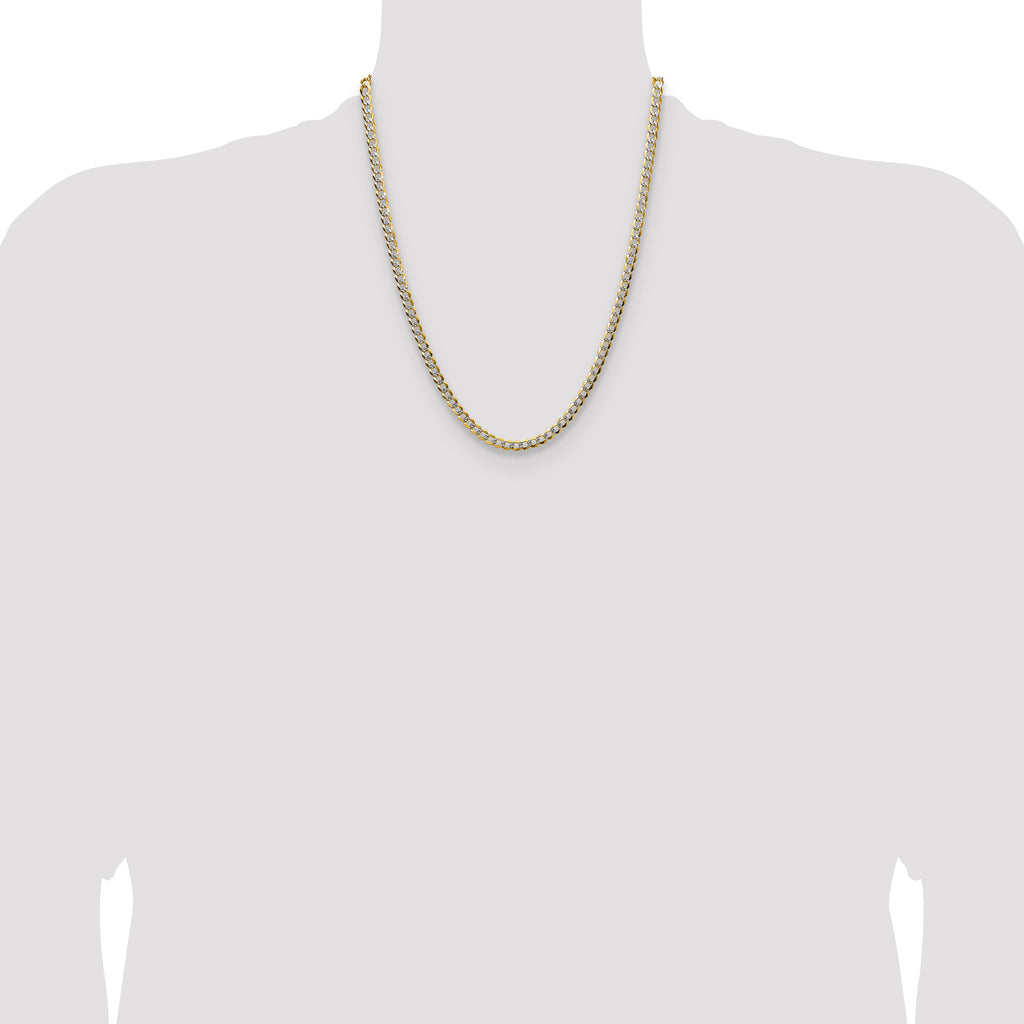 14k 4.7mm Lightweight Pav‚ Flat Cuban Chain