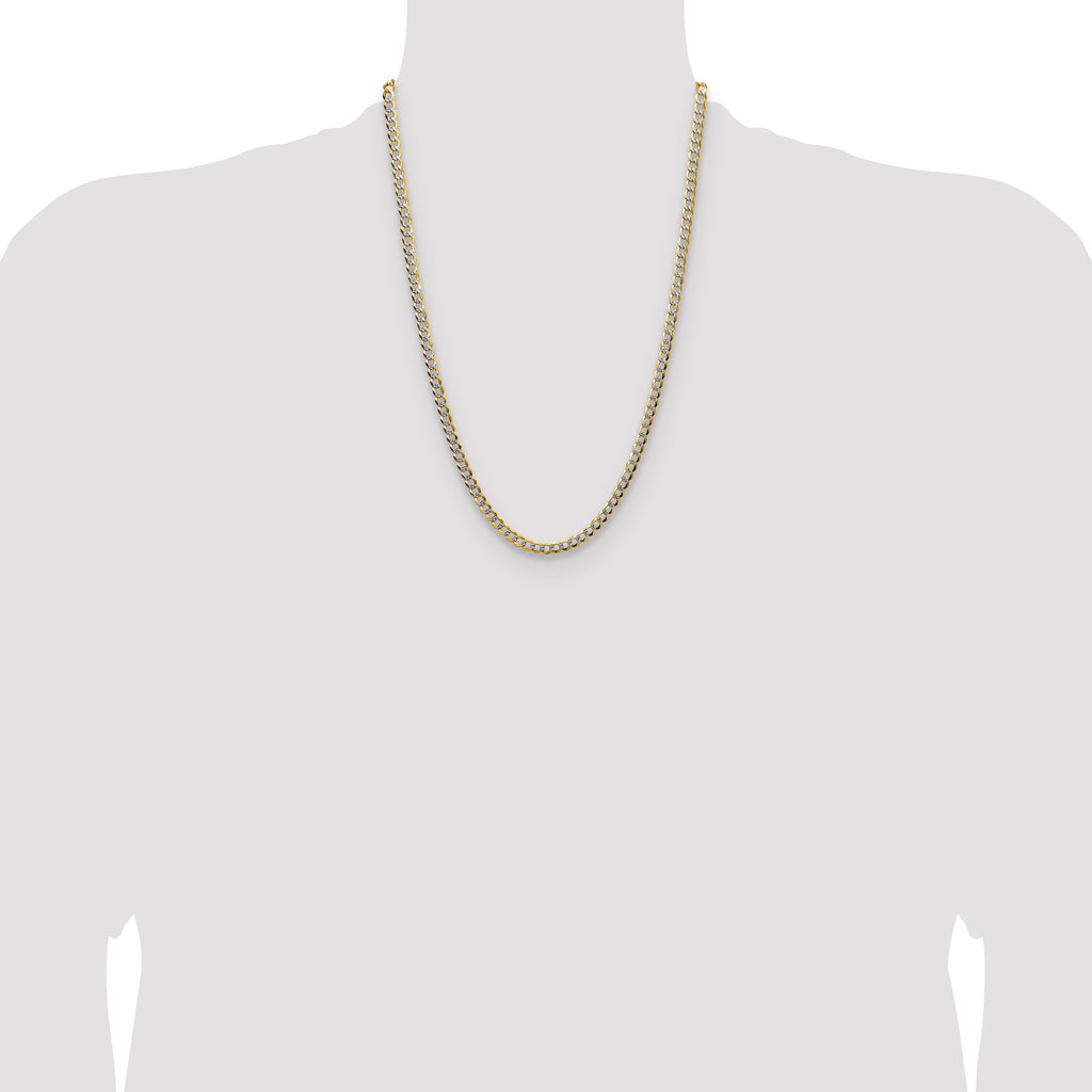 14k 4.7mm Lightweight Pav‚ Flat Cuban Chain