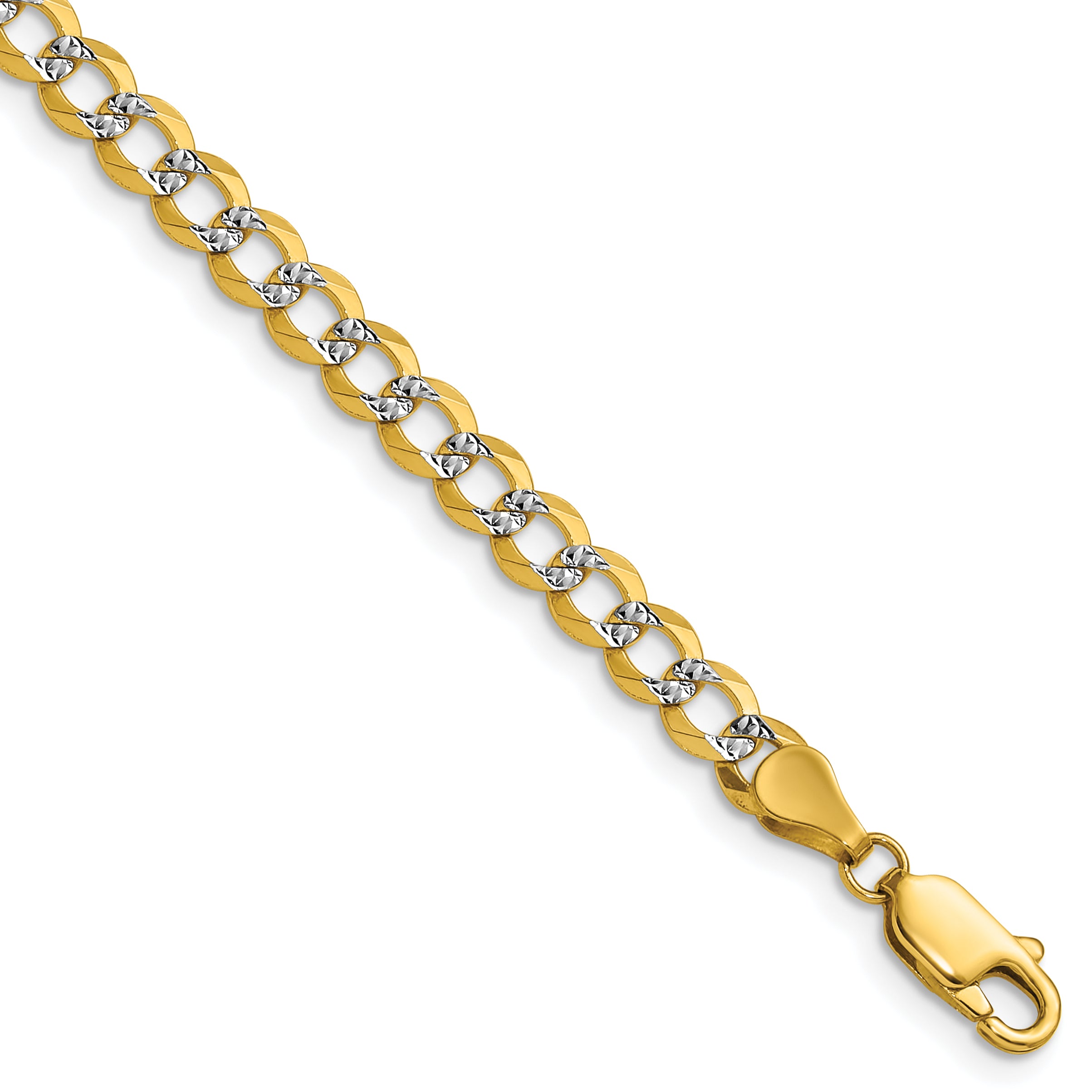 14k 4.7mm Lightweight Pav‚ Flat Cuban Chain Main image