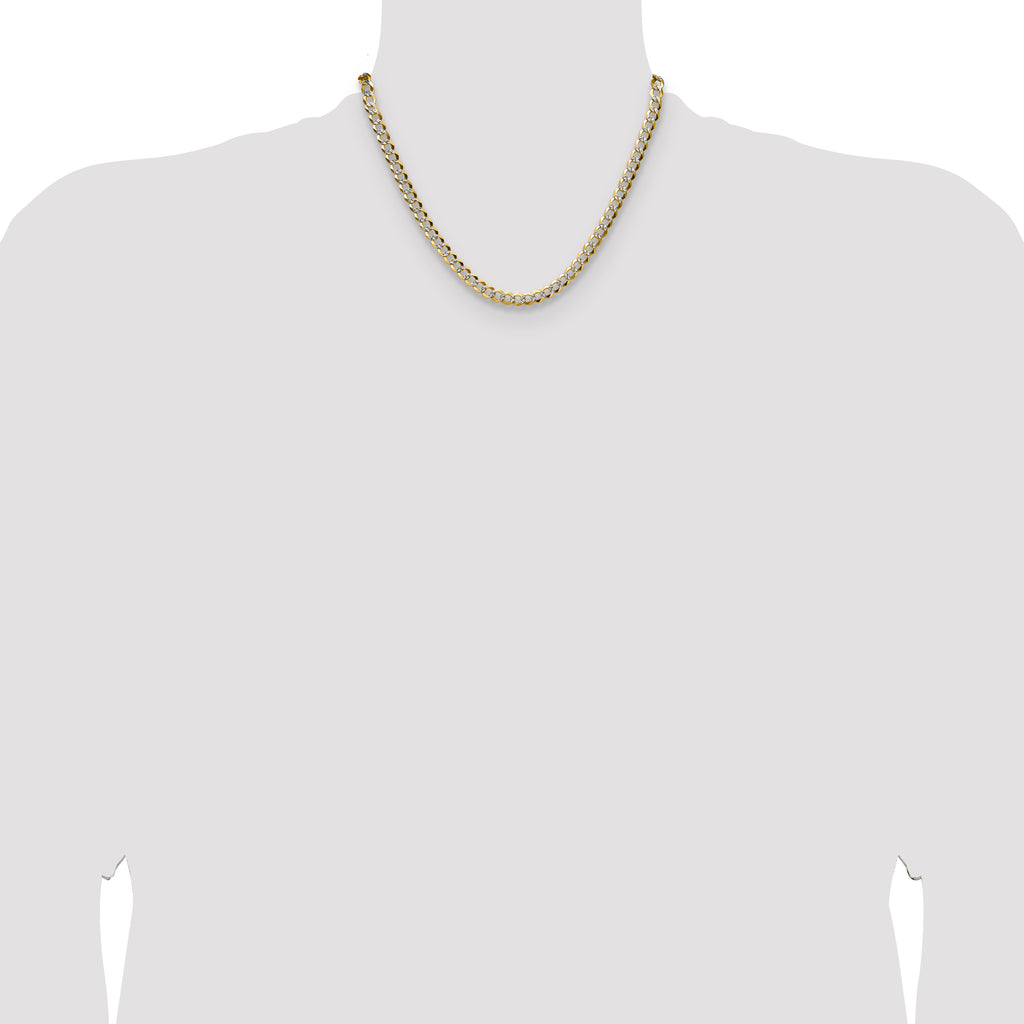 14k 5.9mm Lightweight Pav‚ Flat Cuban Chain