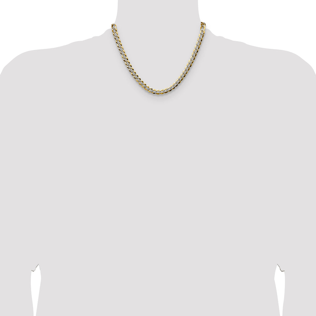14k 7.2mm Lightweight Pav‚ Flat Cuban Chain