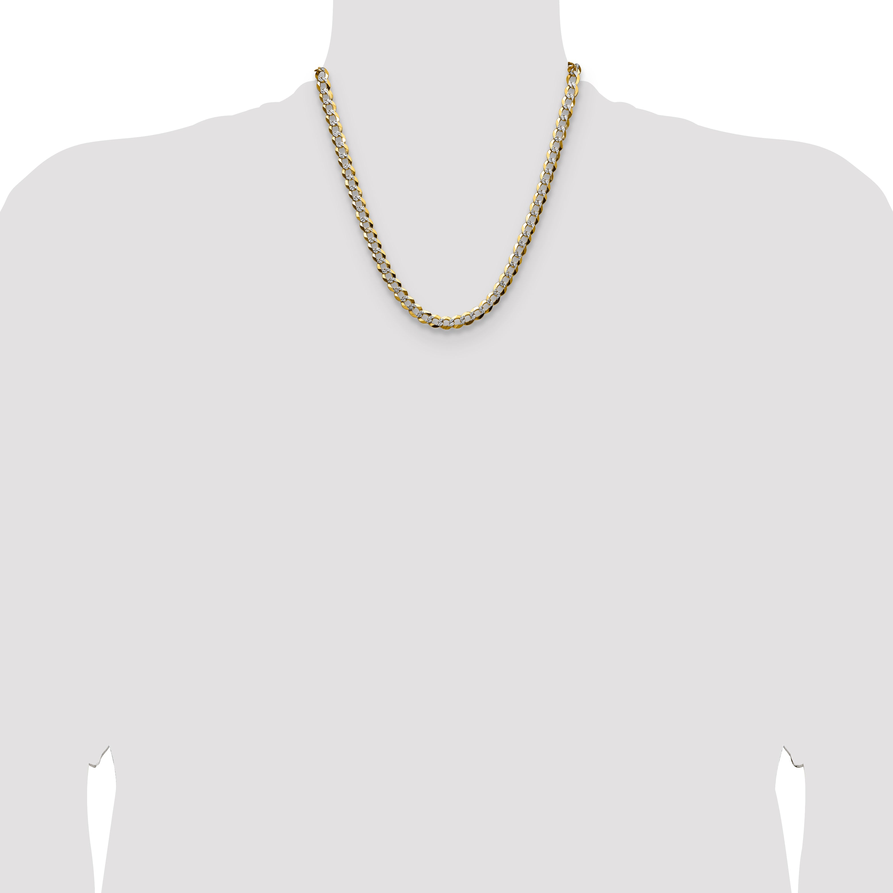 14k 7.2mm Lightweight Pav‚ Flat Cuban Chain
